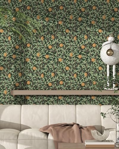 OSECAGE Lemon Peel and Stick Wallpaper Boho Contact Paper 17.3''×78.8'' - color: Dark and Green, size: 17.3" x 78.8"