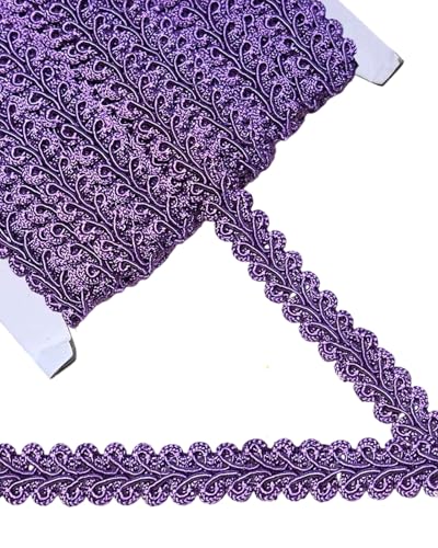 14 Yards Gimp Braid Trim,1/2 inch Gift Wrap Ribbon, Woven Fabric Lace Trim for Upholstery Costume Curtain,Lamp,Jewelry,Decorative Embellishment for Sewing Craft (Purple) - color: Purple