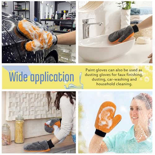 Paint Mitt Stain Gloves Reusable Microfiber - color: Gray,orange