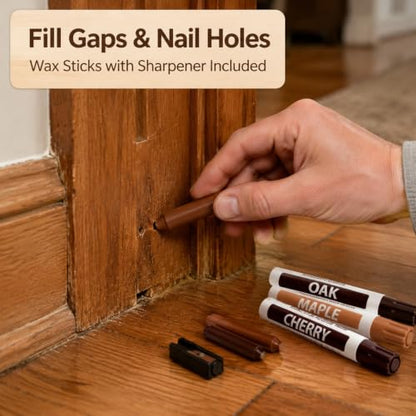 Furniture Touch Up Markers Set of 13, Wooden Furniture Floor Scratch Repair Kit- Markers and Wax Sticks with Sharpener for Fixing Stains and Scratches on Wood Floors,Tables,Desks