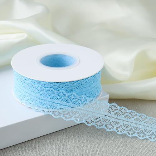25 Yards Lace Trim Ribbon, 1.2 Inch Wide Vintage Lace Ribbons - color: Blue