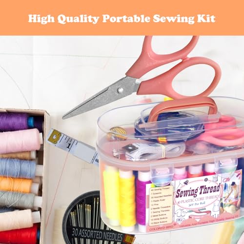 40 Spools of Sewing Thread,Gift Box Portable Basic Sewing Repair Kits (Orange) - color: Orange