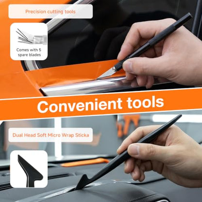 16PCS Wallpaper Smoothing Tool Kit, Car Window Tint Kit with Sponge Seam Roller, Vinyl Squeegee & Cutting Tool, Complete Auto Glass Protective Film Wrapping Installation Set