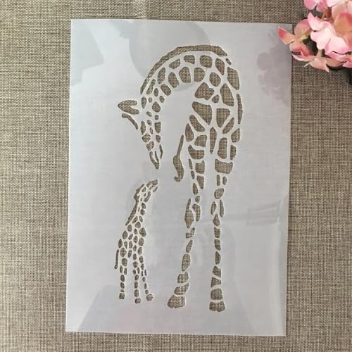 TIAMECH A4 Reusable Mum and Son Giraffe Stencil for Painting - style: Mum and Son Giraffe