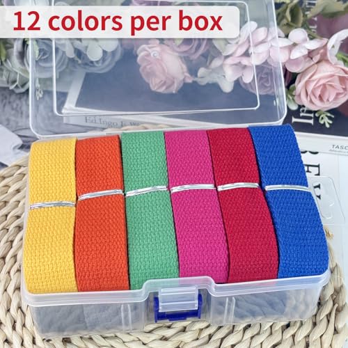 Multi-Color Cotton Webbing 1in x 24Yards - color: Multicolor
