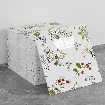 20pcs Floral Marble Peel and Stick Shower Wall Panels 11.8"x11.8" - color: Floral-patterned