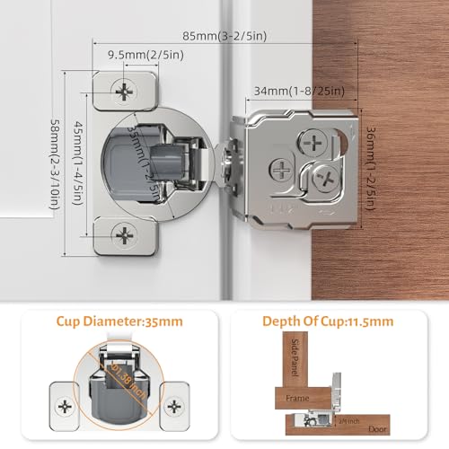 Chibery 60 Pack 1-1/2" Overlay 3D Soft Close Concealed Hinge for Face Frame Door, Self Closing Hinges, 105° Smooth Slow Close Quite, Hidden Stainless Steel Hinge for Kitchen Cabinet Door, Satin Nickel - size: 1-1/2" Overlay