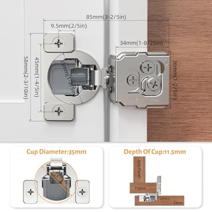 Chibery 60 Pack 1-1/2" Overlay 3D Soft Close Concealed Hinge for Face Frame Door, Self Closing Hinges, 105° Smooth Slow Close Quite, Hidden Stainless Steel Hinge for Kitchen Cabinet Door, Satin Nickel - size: 1-1/2" Overlay