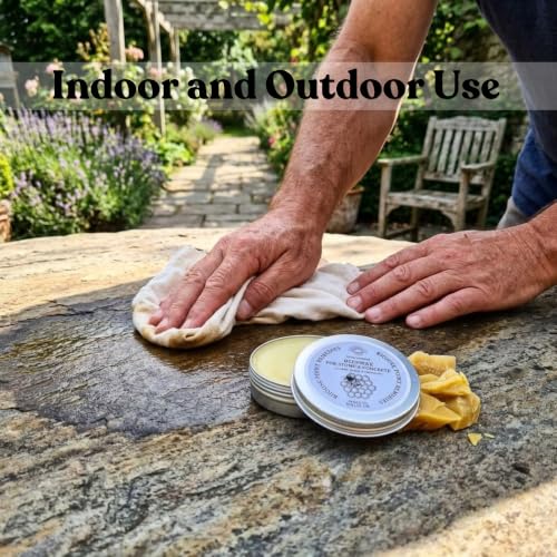 Rhoose Point Remedies Beeswax Polish for Stone & Concrete 3.5 Fl Oz – Cleans, Seals & Protects Natural & Man-Made Surfaces inc. Marble, Quartz, Granite, Slate, Ceramic
