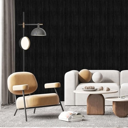 Black Grasscloth Peel and Stick Wallpaper Texture Contact Paper A Set of 15.7" X 300" Self-Adhesive Linen Removable Wallpaper Cabinets Counter Top Liners - color: Black, size: 15.7" x 300"