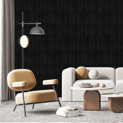 Black Grasscloth Peel and Stick Wallpaper Texture Contact Paper A Set of 15.7" X 480" Self-Adhesive Linen Removable Wallpaper Cabinets Counter Top Liners - color: Black, size: 15.7" x 480"