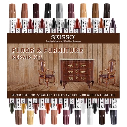 SEISSO 18 Colors Wood Wax Sticks ＆ Wood Markers Furniture Repair Kit - Set of 39 - Wood Floor Scratch Repair, Furniture Markers Touch Up Restore Wood Floors, Tables, Holes, Laminate, Carpenters - size: 18 Colors