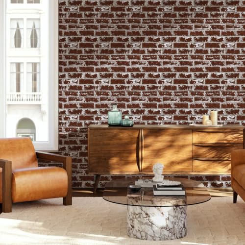 Commomy 3D Wall Panels Peel and Stick Faux Brick 10 Pcs 11.8" x 11.8" - color: Brick-tlC