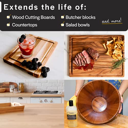 Cutting Board Wax and Conditioner with Food Grade Beeswax - Treat Wood Countertops, Butcher Blocks, Wooden Utensils and Bowls - Made in USA (12oz)
