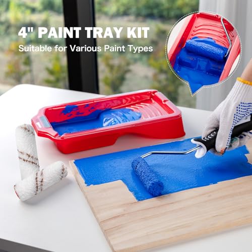 Mister Rui 16-Piece 4 Inch Paint Roller Kit with 5-in-1 Tool & Taping Knife