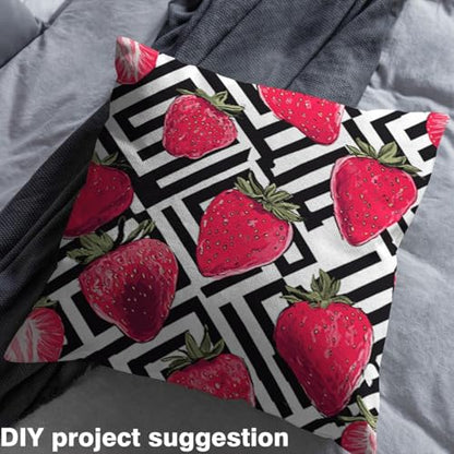 Feelyou Strawberry Summer Strawberries Fabric by The Yard 1 Yard Soft - color: Multi 008, size: 1 Yard