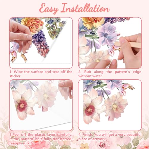 Peacoblue Vintage Flowers Rub On Transfers for Furniture Craft 6"x12" - style: Vintage Flowers
