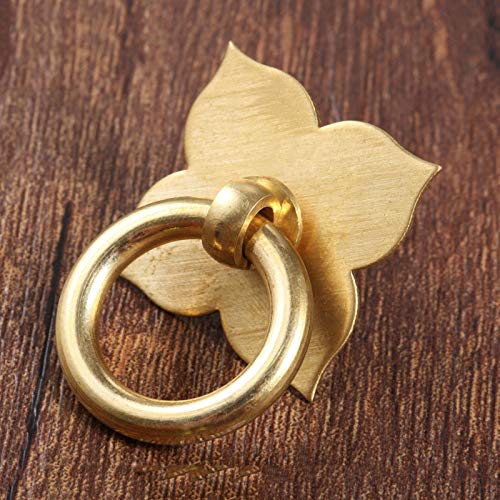 1Pc Brass Drawer Pulls Ring Dresser Knobs, 1.89"x1.69" - color: Brass, style: Four Corner Flower