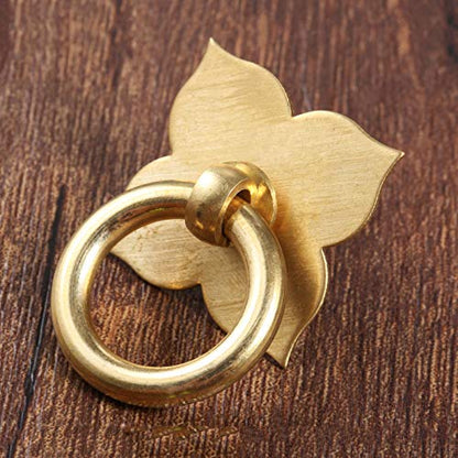 1Pc Brass Drawer Pulls Ring Dresser Knobs, 1.89"x1.69" - color: Brass, style: Four Corner Flower