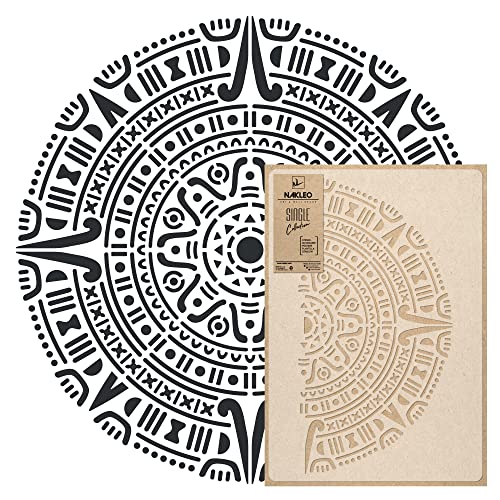 NAKLEO Mandala Painting Large Stencil Diameter 23.2”, Aztec Circle Mandala Geometric Ornament, Reusable Plastic Template DIY Art and Craft, Wall Floor Wood Fabric Furniture - color: Aztec, size: M
