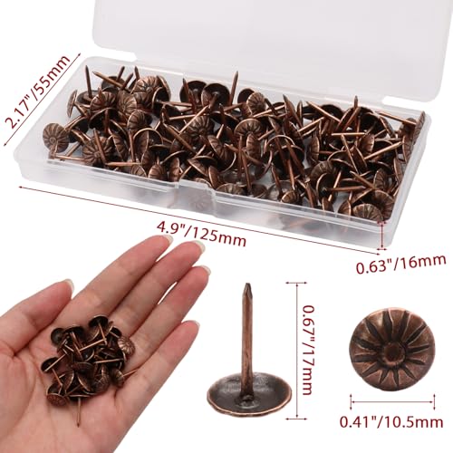 Red Copper Upholstery Tacks, 120PCS, 7/16 Inch - color: Red Copper