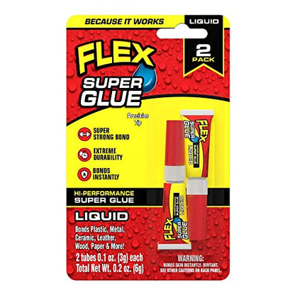 Flex Super Glue Liquid Instant Bond Adhesive, Clear, 2 x 3g Tubes, 1-Pack - size: 1-Pack, style: 1 - Pack