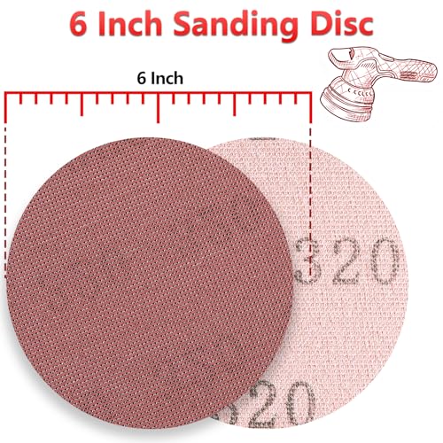 50 Pcs 6 Inch Mesh Sanding Disc for Random Orbital Sander 320 Grit - style: 6 Inch