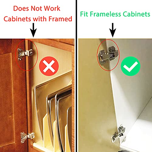 8-Pack Soft Close Hidden Hinges for Cabinet Doors Frameless Slow Close Cabinet Hinges 4" Concealed Surface Mount Hinges - size: 8 Pack