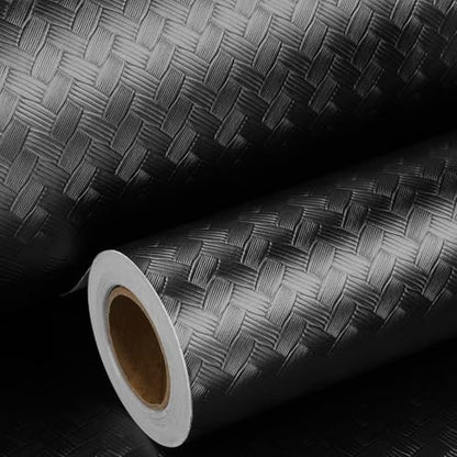 ReWallpaper Modern Matte Black Textured Peel and Stick Wallpaper 17.7in x 23ft Removable Vinyl Contact Paper for Cabinets Renter Friendly Black Wallpaper for Bedroom Living Room Classroom Accent Wall - size: 17.7in x 23ft