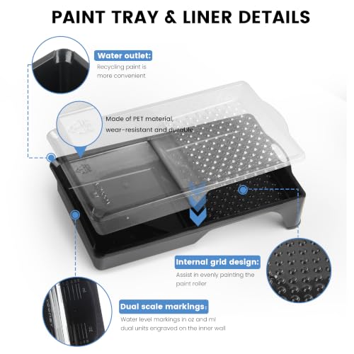 Voomey 4 Inch Paint Roller Kit - Microfiber Covers with Paint Edger Set - style: 9 pcs 4 Inch Paint Roller Edger Kit