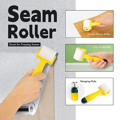 FOSHIO Wallpaper Kit, Including Wallpaper Smoothing Tool, Card Squeegee, Seam Roller, Wrapping Paper Cutter Exacto Knife, Mesureing Tape, Wallpaper Tools for Peel and Stick Window Film Application Kit - color: 04 Wallpaper Kit
