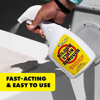 STAR BRITE Professional-Grade Mildew & Mold Stain Remover + Cleaner - Instant Contact Stain Removal, Ideal for Marine & Outdoor Upholstery - style: 22 Oz Spray