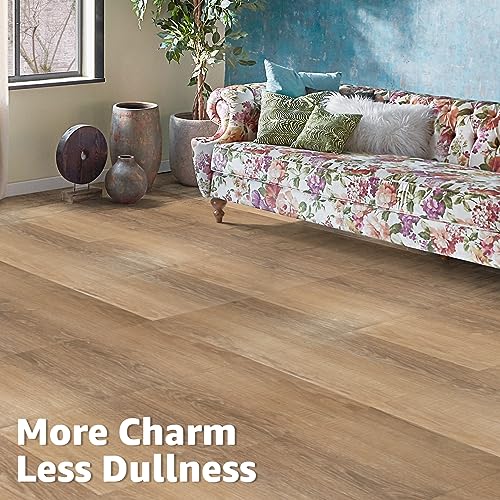 Art3d 30-Pack Peel and Stick Vinyl Floor Planks, 12" x 12", Light Brown Ash - color: Light Brown