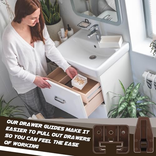 Ripeng 20 Set Drawer Slides and Guides Replacement with Stoppers