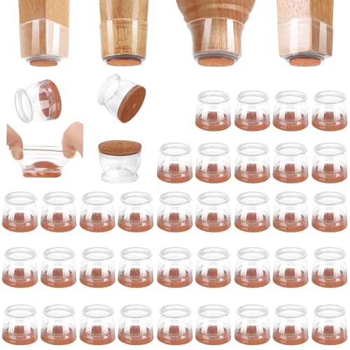CHUNZEXI 36 Pack Silicone Chair Leg Floor Protectors for Hardwood Floors - color: Clear-36pack, size: Universal S