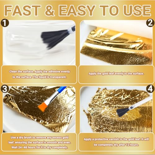 Gold Leaf Adhesive Kit, Gold Foil Kit for Crafts, Decoration