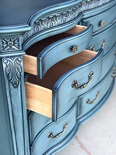 Shabby Chic Chalk Furniture Paint: Luxurious Metallic Paint, Craft Paint for Home Decor, DIY, Wood Cabinets - All-in-One Paints with Shiny Metallic Finish [Metallic Gun Metal] - (8.5 oz Covers 32 sf)