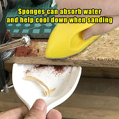 SPEEDWOX 4 Pack 5" Hand Sanding Blocks Round and Mouse-Shaped Hook and Loop Sanding Pad Includes Cleaning Brush, Hook Backing Plate for Wood Furniture Restoration Polishing Home and Car (Yellow) - style: 5" 4Pack
