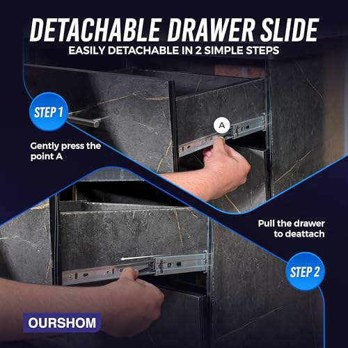 8 Inch Drawer Slides 1 Pairs (2pcs) Side Mount Rails - Heavy Duty Full Extension Ball Bearing – Drawer Slide Glides for Cabinet Kitchen, Dresser Runners - Draw Slides Sliders 100Lb Capacity - color: Silver, size: 8 Inch