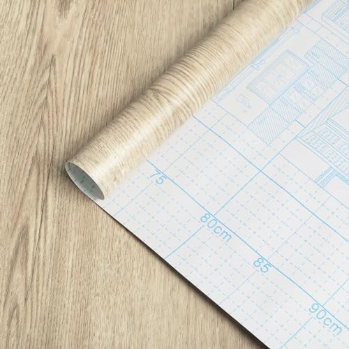 GloryTik 393.7"X17.7" Light Brown Wood Grain Contact Paper Faux Wood Peel and Stick Wallpaper Wood Removable Self Adhesive Waterproof Wallpaper - color: Light Brown, size: 17.7" x 393.7"