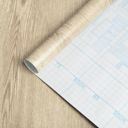 GloryTik 393.7"X17.7" Light Brown Wood Grain Contact Paper Faux Wood Peel and Stick Wallpaper Wood Removable Self Adhesive Waterproof Wallpaper - color: Light Brown, size: 17.7" x 393.7"