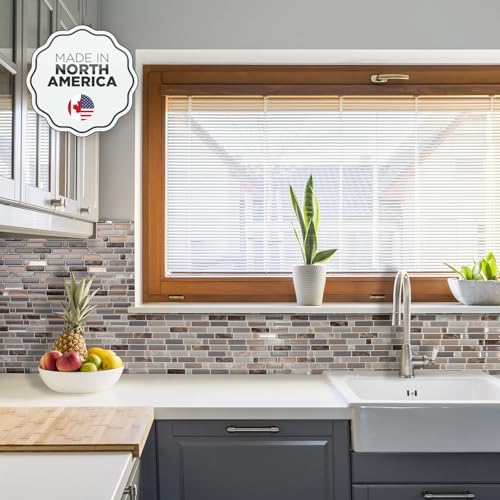 Smart Tiles Peel and Stick backsplash, Mosaic Brown & Beige, 9.72"x9.36" - color: Brown & Beige