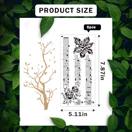 AFRITEE Floral Stencils for Crafts Reusable - 8 Pcs Large Texture Painting Stencils for Wood Furniture Decor, Butterfly Notes Painting Template for DIY Clothes Diary Canvas Creative Decoration - style: Texture