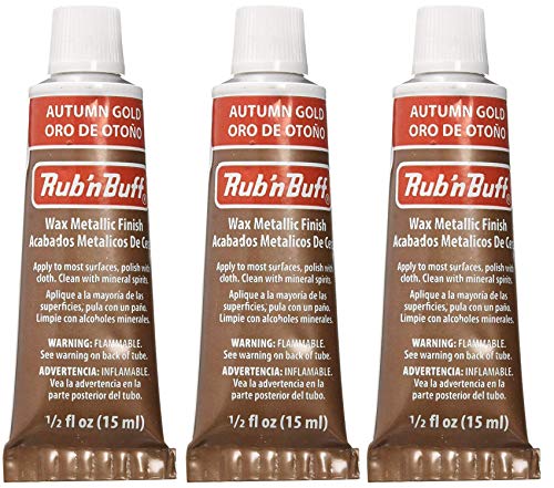 F|S FRAMER SUPPLY Amaco Rub 'n Buff Wax Metallic Finish - 3 Autumn Gold 15ml Tubes - Versatile Gilding Wax for Finishing Furniture Antiquing and Restoration - Rub and Buff Colors Pack of Three