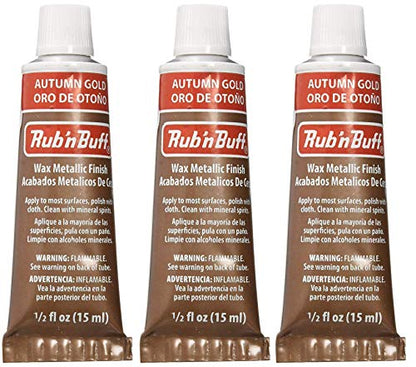 F|S FRAMER SUPPLY Amaco Rub 'n Buff Wax Metallic Finish - 3 Autumn Gold 15ml Tubes - Versatile Gilding Wax for Finishing Furniture Antiquing and Restoration - Rub and Buff Colors Pack of Three