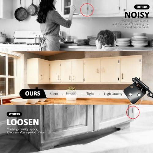 1/2" Overlay Black Cabinet Hinges 36 Pack Self Closing Cabinet Hinges