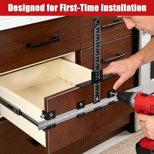Cabinet Hardware Jig, Cabinet Handle Jig with Center Punch and Drill Bits