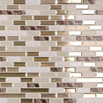 CRE8TIVE 4 Sheets Brown Peel and Stick Backsplash for Kitchen, 12"x12" Back Splash Stick on Tiles, Waterproof Self Adhesive Backsplash for Bathroom, Laundry Room, Fireplace, Metallic & Marble Design - size: 12"x12" (4-Sheets)