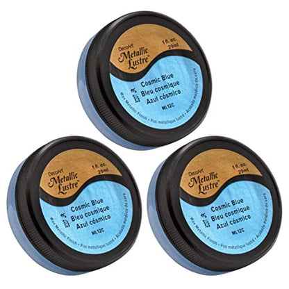 DecoArt Metallic Lustre Wax Paste, 1 fl. oz. Jar, Cosmic Blue (Pack of 3) - color: Cosmic Blue, size: 1 Ounce (Pack of 3)