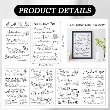 Wxiben 6 Pcs Inspirational Words Rub on Transfers for Crafts and Furniture - style: Inspirational Words